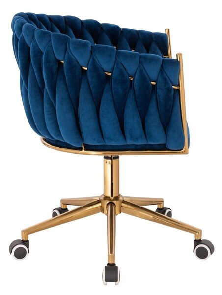 LuxuryForm DESIGN Židle NORDEN VELUR na zlaté podstavě s kolečky - modrá