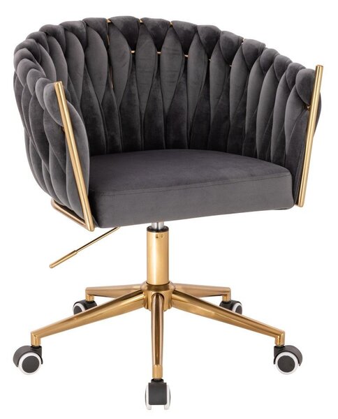 LuxuryForm DESIGN Židle NORDEN VELUR na zlaté podstavě s kolečky - tmavě šedá