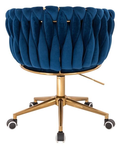 LuxuryForm DESIGN Židle NORDEN VELUR na zlaté podstavě s kolečky - modrá