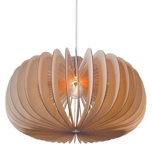 Nordlux Závěsné světlo Hazo, Ø 65 cm, přírodní barva, dřevo, stmívatelný, Obývací pokoj / jídelna, Dřevo, Skandinávský