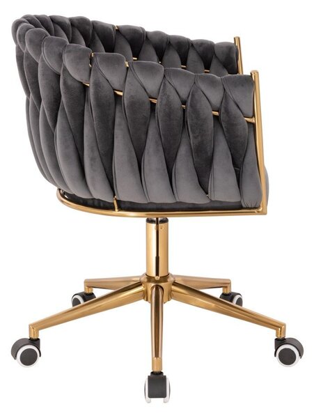 LuxuryForm DESIGN Židle NORDEN VELUR na zlaté podstavě s kolečky - tmavě šedá