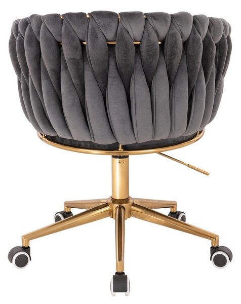 LuxuryForm DESIGN Židle NORDEN VELUR na zlaté podstavě s kolečky - tmavě šedá