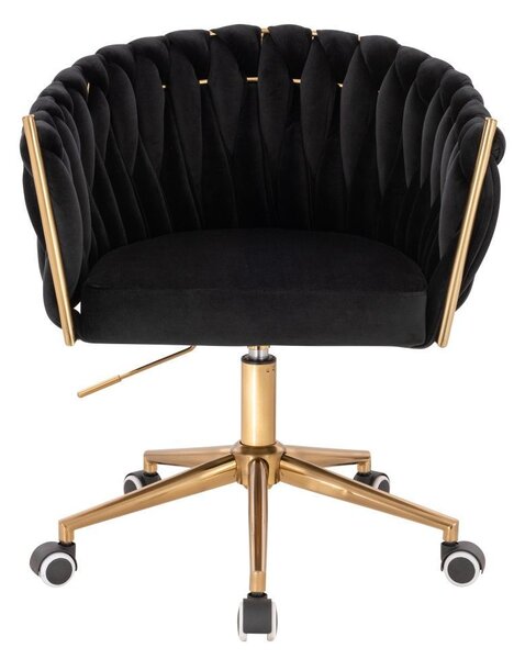 LuxuryForm DESIGN Židle NORDEN VELUR na zlaté podstavě s kolečky - černá