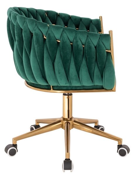 LuxuryForm DESIGN Židle NORDEN VELUR na zlaté podstavě s kolečky - zelená