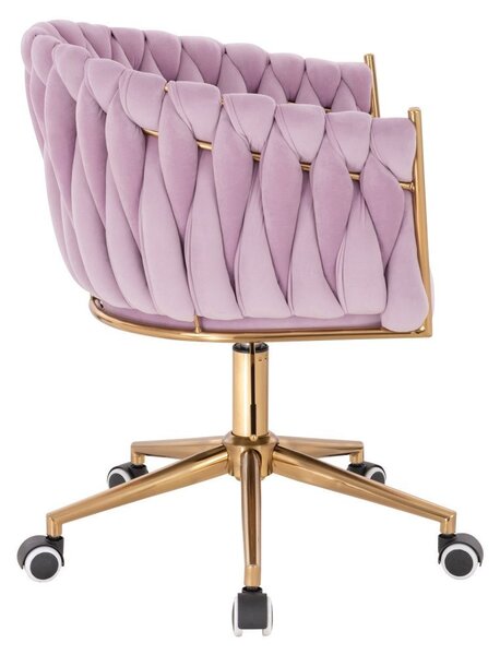 LuxuryForm DESIGN Židle NORDEN VELUR na zlaté podstavě s kolečky - levandule