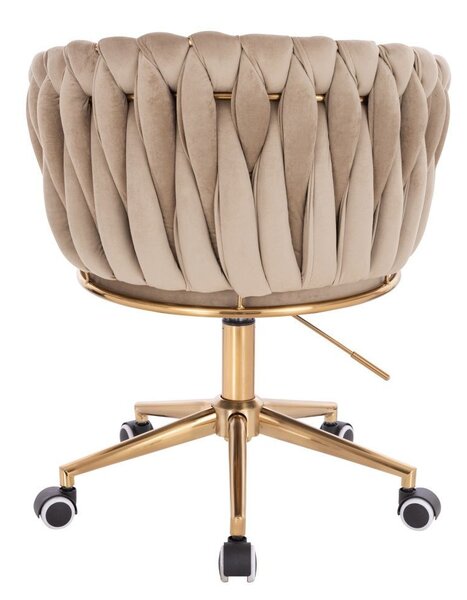 LuxuryForm DESIGN Židle NORDEN VELUR na zlaté podstavě s kolečky - latte