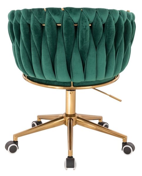 LuxuryForm DESIGN Židle NORDEN VELUR na zlaté podstavě s kolečky - zelená