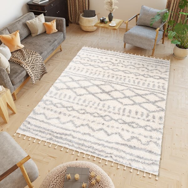 Makro Abra Kusový koberec Shaggy AZTEC FN28A Krémový Rozměr: 60x100 cm