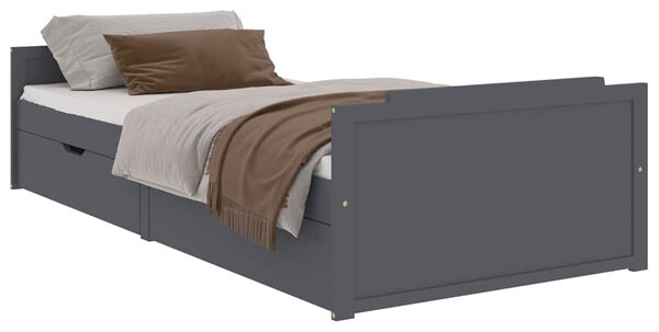 Rám postele se zásuvkami tmavě šedý masivní borovice 90x200 cm 322163