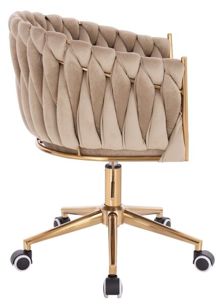 LuxuryForm DESIGN Židle NORDEN VELUR na zlaté podstavě s kolečky - latte