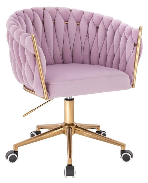 LuxuryForm DESIGN Židle NORDEN VELUR na zlaté podstavě s kolečky - levandule