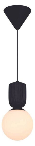 Nordlux Závěsné světlo Sadie, černé, Ø 15 cm, sklo/keramika, stmívatelný, Černá, Obývací pokoj / jídelna, Keramika, Skandinávský