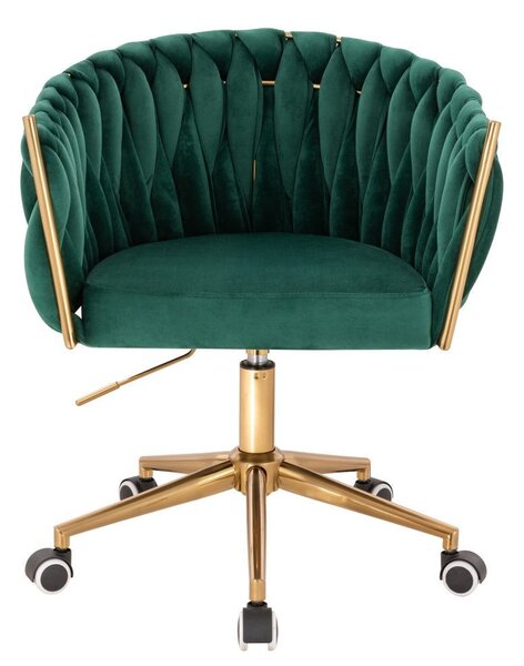 LuxuryForm DESIGN Židle NORDEN VELUR na zlaté podstavě s kolečky - zelená