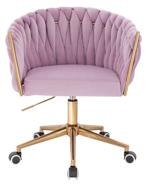 LuxuryForm DESIGN Židle NORDEN VELUR na zlaté podstavě s kolečky - levandule