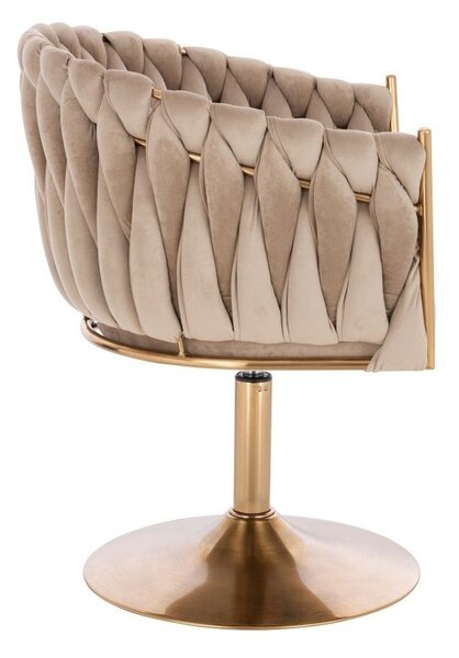 LuxuryForm DESIGN Židle NORDEN VELUR na zlatém talíři - latte