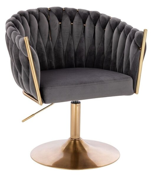 LuxuryForm DESIGN Židle NORDEN VELUR na zlatém talíři - tmavě šedá