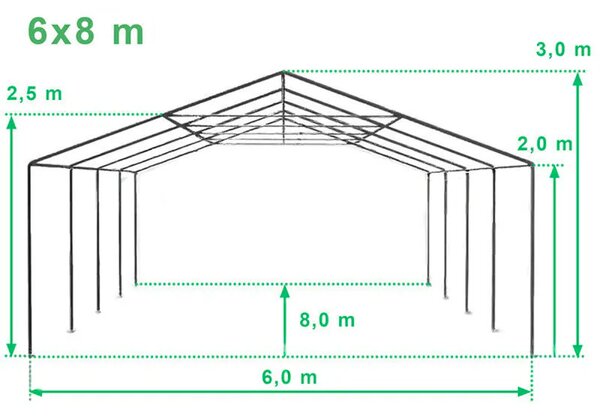 Párty stan 6x8 m MAX 2 m - ohnivzdorný barva Bílá