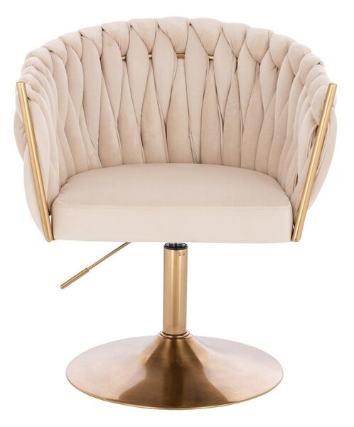 LuxuryForm DESIGN Židle NORDEN VELUR na zlatém talíři - krémová