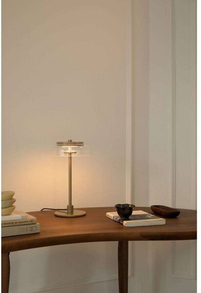 Nuura Aps LED stolní lampa Blossi, výška 31 cm, zlatá/čirá, stmívatelný, Mosaz / zlato, Obývací pokoj / jídelna, kov, Skandinávský