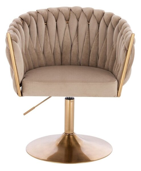 LuxuryForm DESIGN Židle NORDEN VELUR na zlatém talíři - latte
