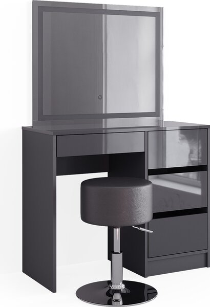 Toaletní stolek Vicco Sherry Antracit 90 cm se zrcadlem LED a stoličkou, Model 40844