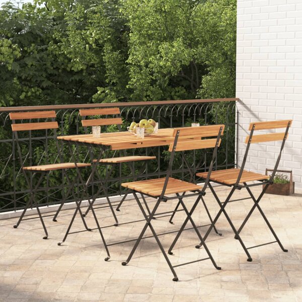 5dílný skládací bistro set masivní akáciové dřevo a ocel