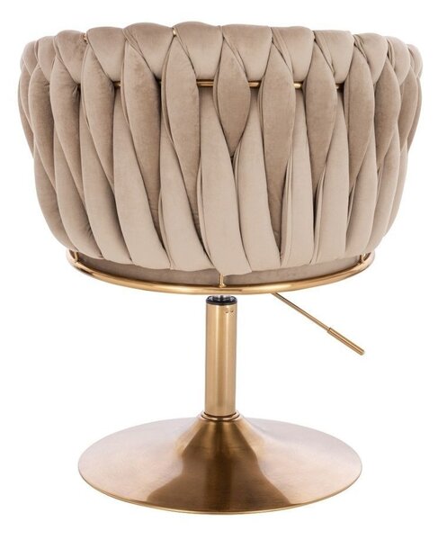LuxuryForm DESIGN Židle NORDEN VELUR na zlatém talíři - latte