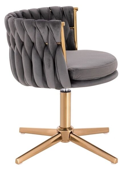 LuxuryForm DESIGN Židle LYON VELUR na zlatém kříži - tmavě šedá
