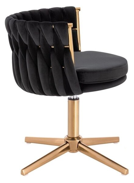 LuxuryForm DESIGN Židle LYON VELUR na zlatém kříži - černá