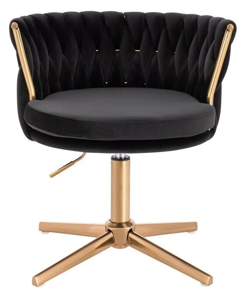 LuxuryForm DESIGN Židle LYON VELUR na zlatém kříži - černá