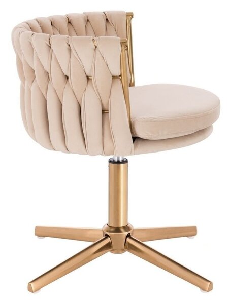 LuxuryForm DESIGN Židle LYON VELUR na zlatém kříži - krémová