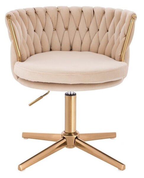 LuxuryForm DESIGN Židle LYON VELUR na zlatém kříži - krémová