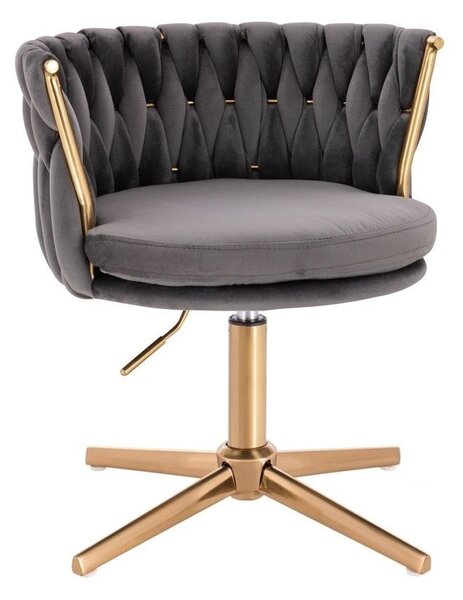 LuxuryForm DESIGN Židle LYON VELUR na zlatém kříži - tmavě šedá