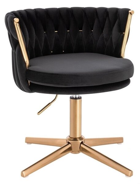 LuxuryForm DESIGN Židle LYON VELUR na zlatém kříži - černá