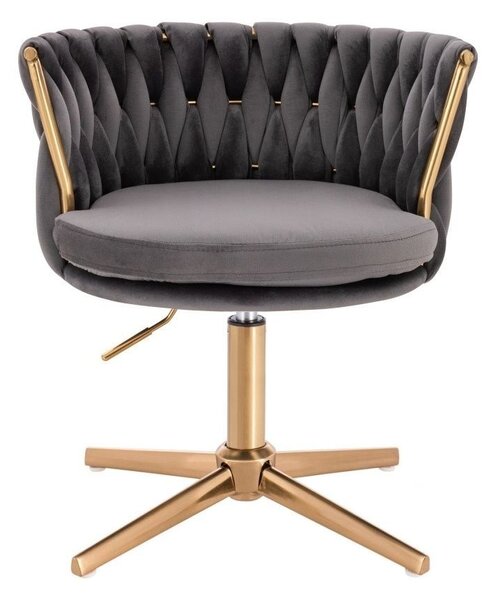 LuxuryForm DESIGN Židle LYON VELUR na zlatém kříži - tmavě šedá