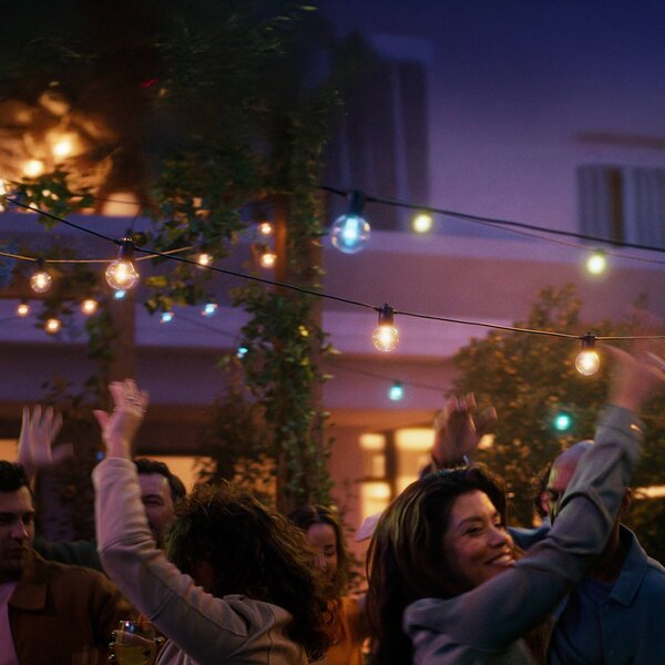 Philips Hue LED světelná řetěz Festavia Globe 14 m 20 ks IP65, stmívatelný, Černá, kov, Moderní