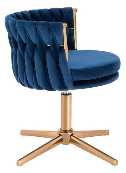 LuxuryForm DESIGN Židle LYON VELUR na zlatém kříži - modrá