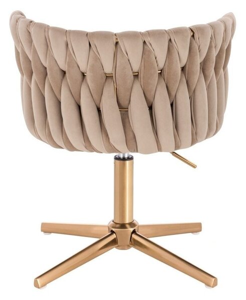 LuxuryForm DESIGN Židle LYON VELUR na zlatém kříži - latte