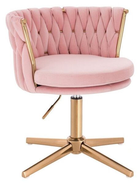 LuxuryForm DESIGN Židle LYON VELUR na zlatém kříži - růžová