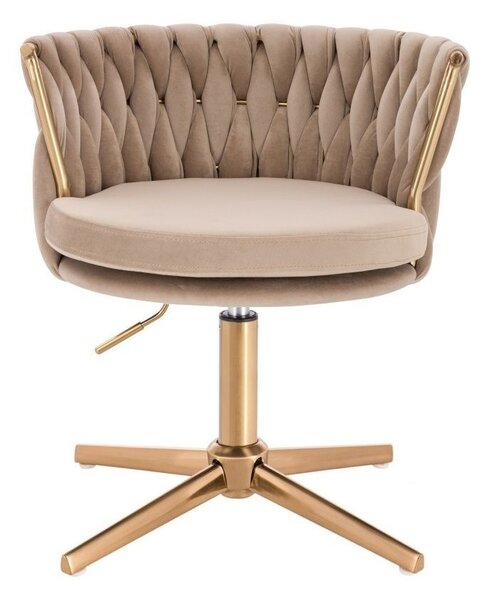 LuxuryForm DESIGN Židle LYON VELUR na zlatém kříži - latte