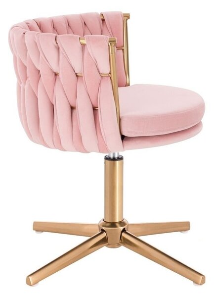 LuxuryForm DESIGN Židle LYON VELUR na zlatém kříži - růžová