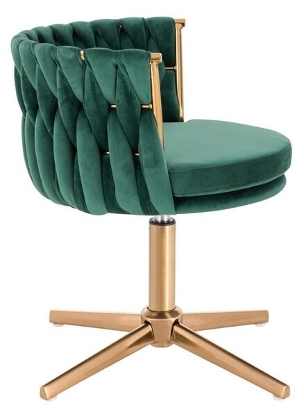 LuxuryForm DESIGN Židle LYON VELUR na zlatém kříži - zelená