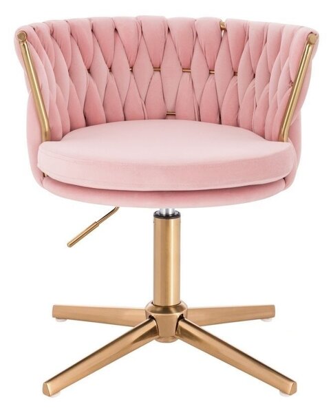 LuxuryForm DESIGN Židle LYON VELUR na zlatém kříži - růžová
