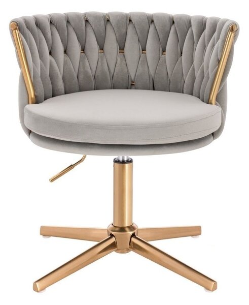 LuxuryForm DESIGN Židle LYON VELUR na zlatém kříži - světle šedá
