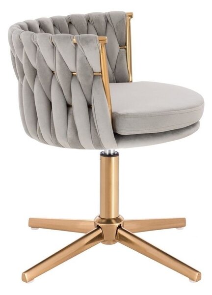 LuxuryForm DESIGN Židle LYON VELUR na zlatém kříži - světle šedá