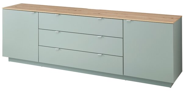 ŠIROKÁ KOMODA, mátově zelená, dub artisan, 240/77/44 cm Hom`in - Široké komody, Online Only