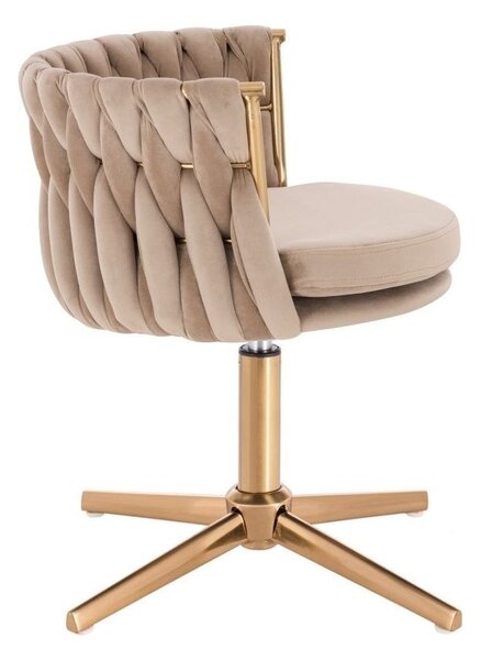 LuxuryForm DESIGN Židle LYON VELUR na zlatém kříži - latte