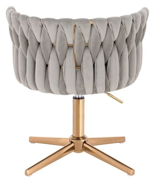 LuxuryForm DESIGN Židle LYON VELUR na zlatém kříži - světle šedá