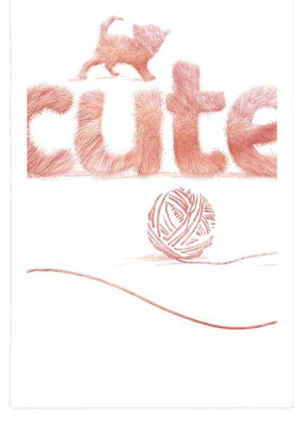 Plakát kočka s nápisem Cute