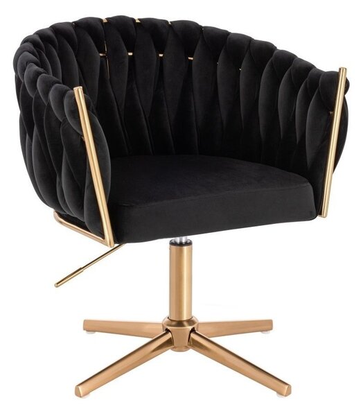 LuxuryForm DESIGN Židle NORDEN VELUR na zlatém kříži - černá